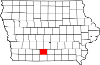 Map of Iowa highlighting Clarke County