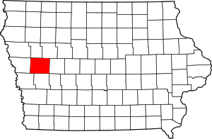 Map of Iowa highlighting Crawford County