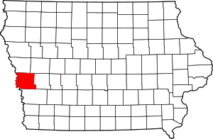 Map of Iowa highlighting Harrison County