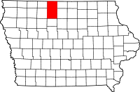 State map highlighting Kossuth&#32;County