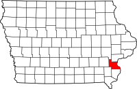 Map of Iowa highlighting Louisa County