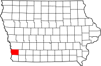 State map highlighting Mills&#32;County