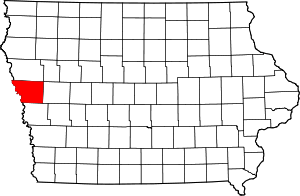 Map of Iowa highlighting Monona County