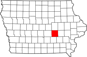 Map of Iowa highlighting Poweshiek County