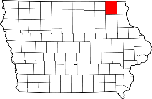 State map highlighting Winneshiek&#32;County