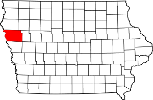 State map highlighting Woodbury&#32;County