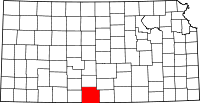 Map of Kansas highlighting Barber County