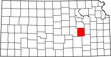 State map highlighting Chase&#32;County