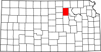 Map of Kansas highlighting Clay County