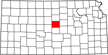 Map of Kansas highlighting Ellsworth County