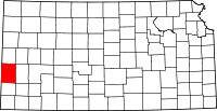 Map of Kansas highlighting Hamilton County