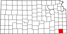 Map of Kansas highlighting Labette County