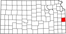 Map of Kansas highlighting Linn County