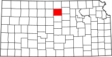 Map of Kansas highlighting Mitchell County