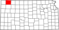 Map of Kansas highlighting Rawlins County
