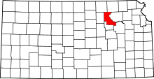Map of Kansas highlighting Riley County