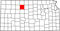 Map of Kansas highlighting Rooks County