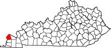 Map of Kentucky highlighting Ballard County