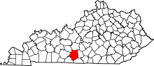 Map of Kentucky highlighting Barren County