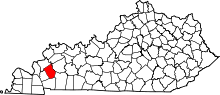 Map of Kentucky highlighting Caldwell County
