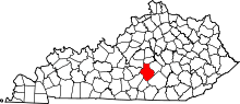 Map of Kentucky highlighting Casey County
