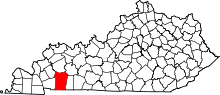 State map highlighting Christian&#32;County