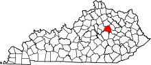 Map of Kentucky highlighting Clark County