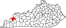 Map of Kentucky highlighting Crittenden County