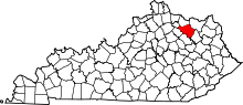 State map highlighting Fleming&#32;County