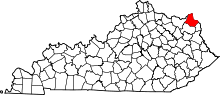 State map highlighting Greenup&#32;County