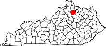 Map of Kentucky highlighting Harrison County