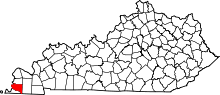 Map of Kentucky highlighting Hickman County