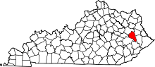 State map highlighting Magoffin&#32;County