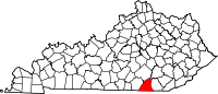 Map of Kentucky highlighting McCreary County