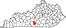 Map of Kentucky highlighting Metcalfe County