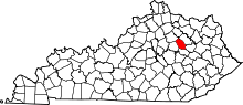 Map of Kentucky highlighting Montgomery County