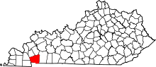 State map highlighting Trigg&#32;County