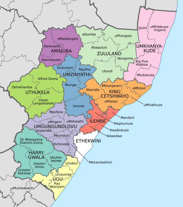 Map of the municipalities in KwaZulu-Natal