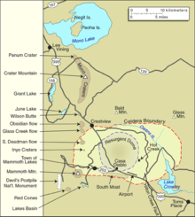 Map of the Mono Lake area, showing geological features