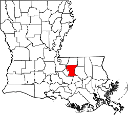 State map highlighting East Baton Rouge&#32;Parish