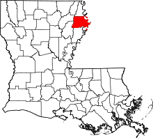 Map of Louisiana highlighting Madison Parish