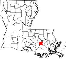 Map of Louisiana highlighting Saint James Parish