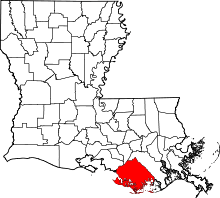 Map of Louisiana highlighting Terrebonne Parish