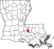 State map highlighting West Baton Rouge&#32;Parish