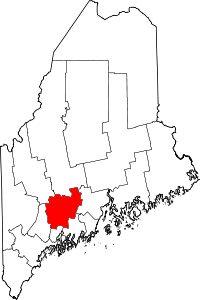 State map highlighting Kennebec&#32;County