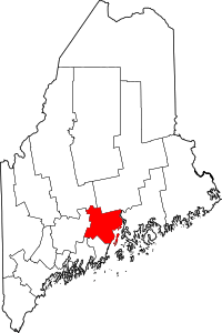 Map of Maine highlighting Waldo County