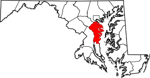State map highlighting Anne Arundel&#32;County