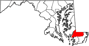 State map highlighting Wicomico&#32;County
