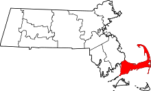 State map highlighting Barnstable&#32;County