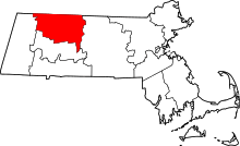 Map of Massachusetts highlighting Franklin County